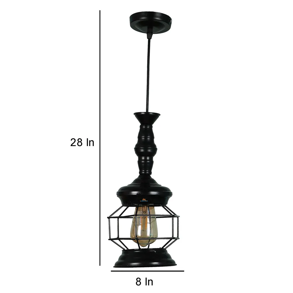 Antique Jaal Black Metal Hanging Light Without Glass