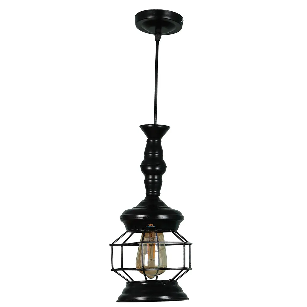 Antique Jaal Black Metal Hanging Light Without Glass