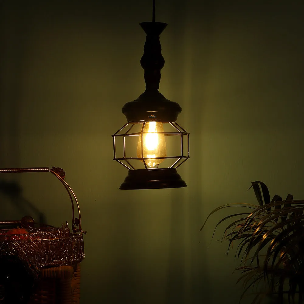 Antique Jaal Black Metal Hanging Light Without Glass