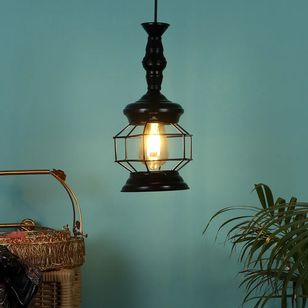 Antique Jaal Black Metal Hanging Light Without Glass