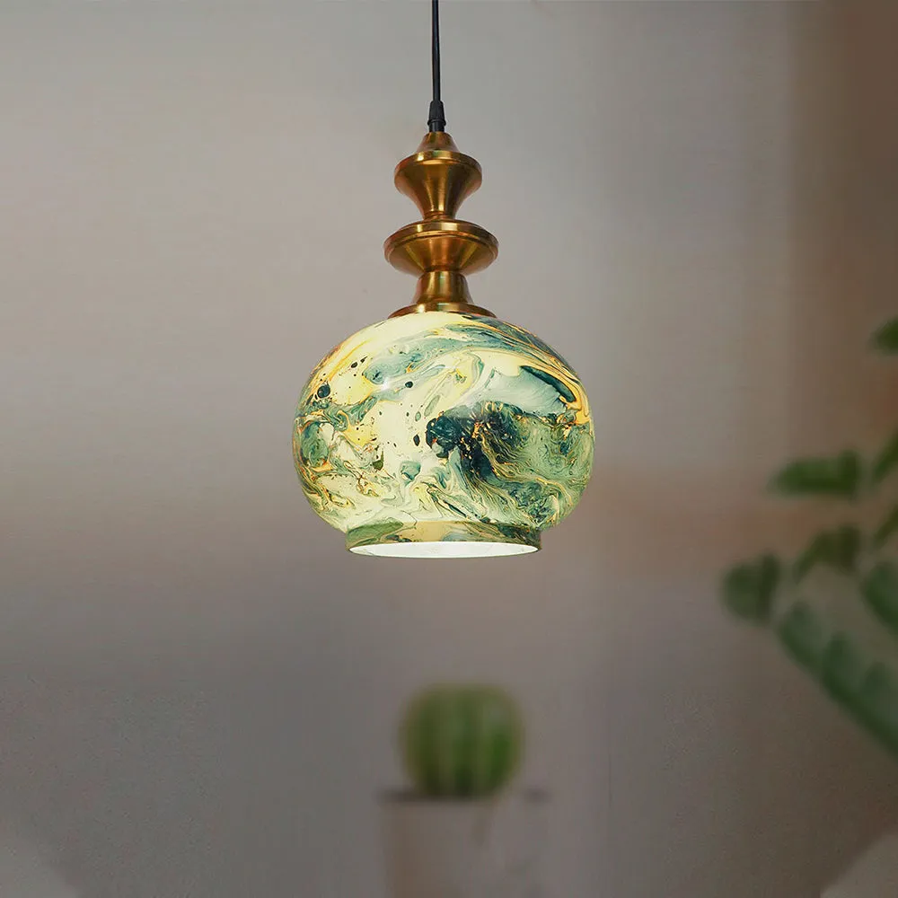 Antique Marble Globe Brown Classy Glass Ceiling Hanging Light