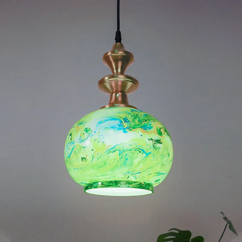 Antique Marble Globe Green Classy Glass Ceiling Hanging Light
