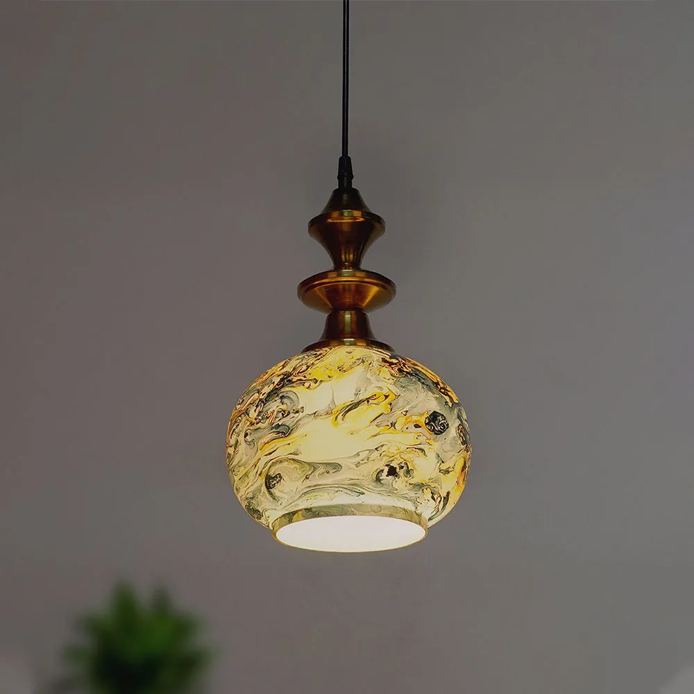 Antique Marble Globe Sky Blue Classy Glass Ceiling Hanging Light