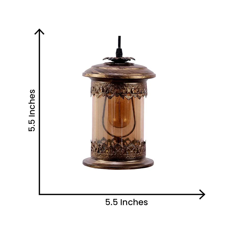 Antique Motif Copper Hued Single Hanging Light