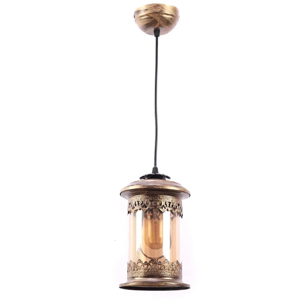 Antique Motif Copper Hued Single Hanging Light