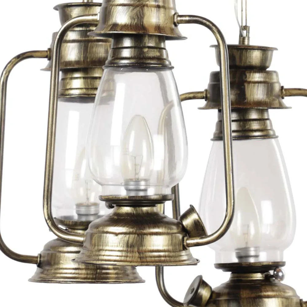 Antique Motif Hurricane Designed Cluster Hanging Light