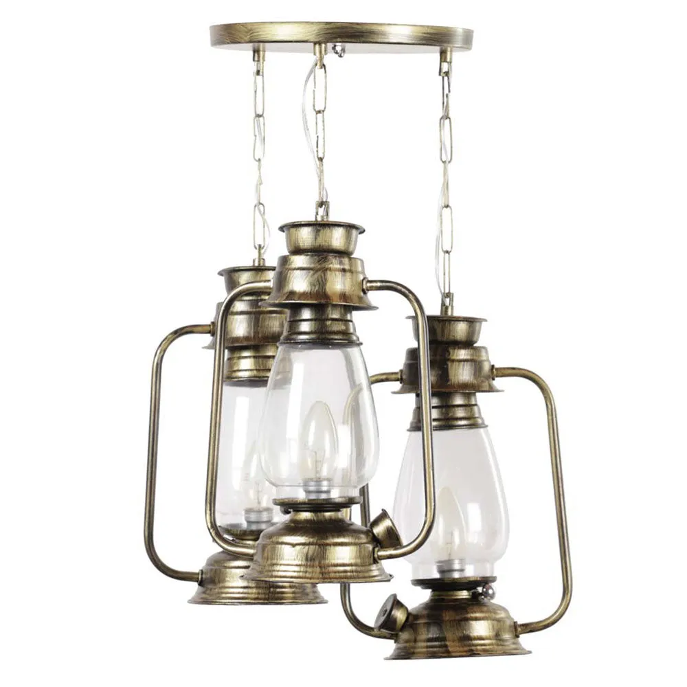 Antique Motif Hurricane Designed Cluster Hanging Light