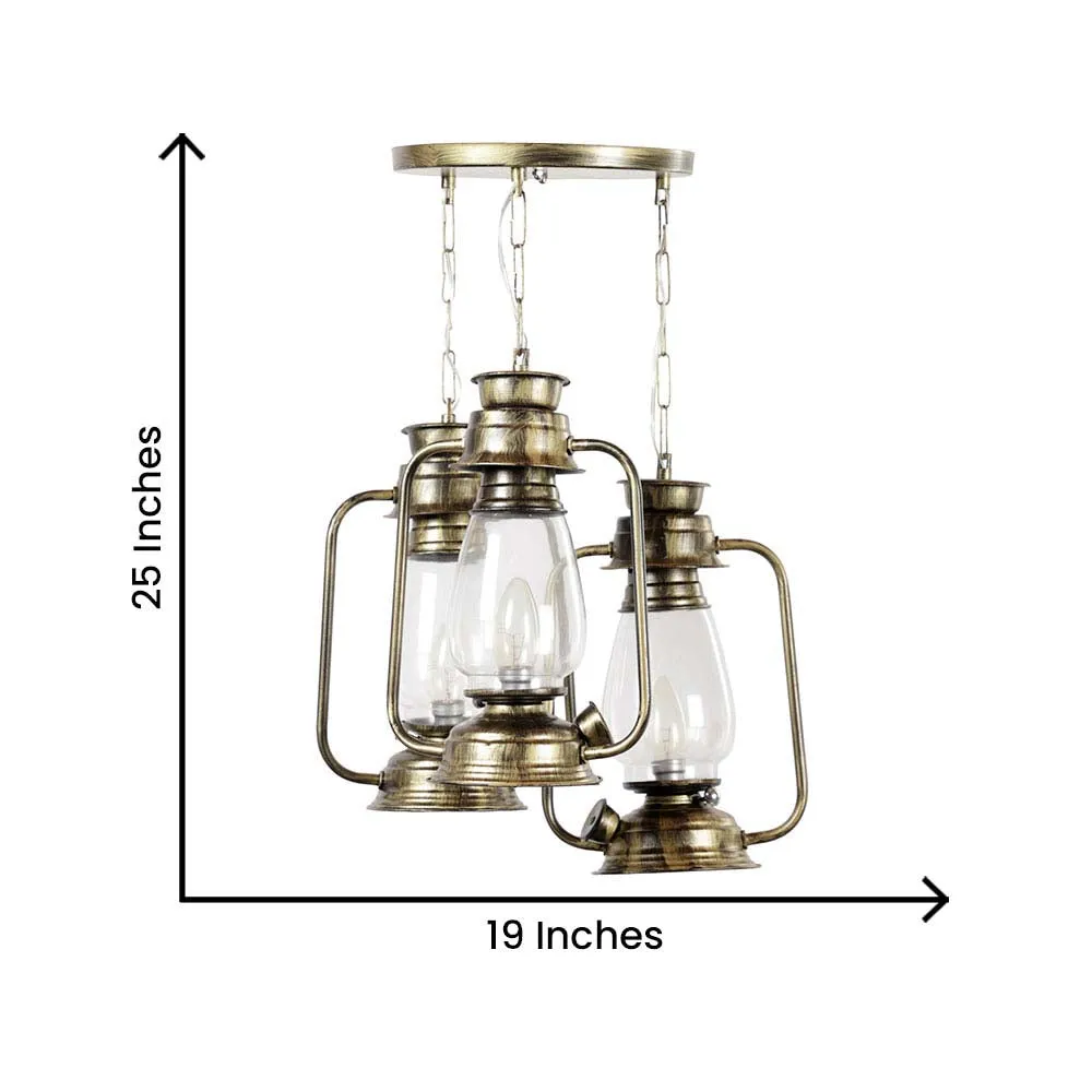 Antique Motif Hurricane Designed Cluster Hanging Light