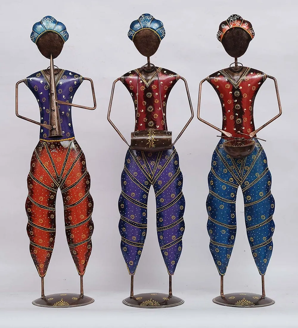 Antique Musicians Big Human Figurines Set / Showpiece Set Of 3