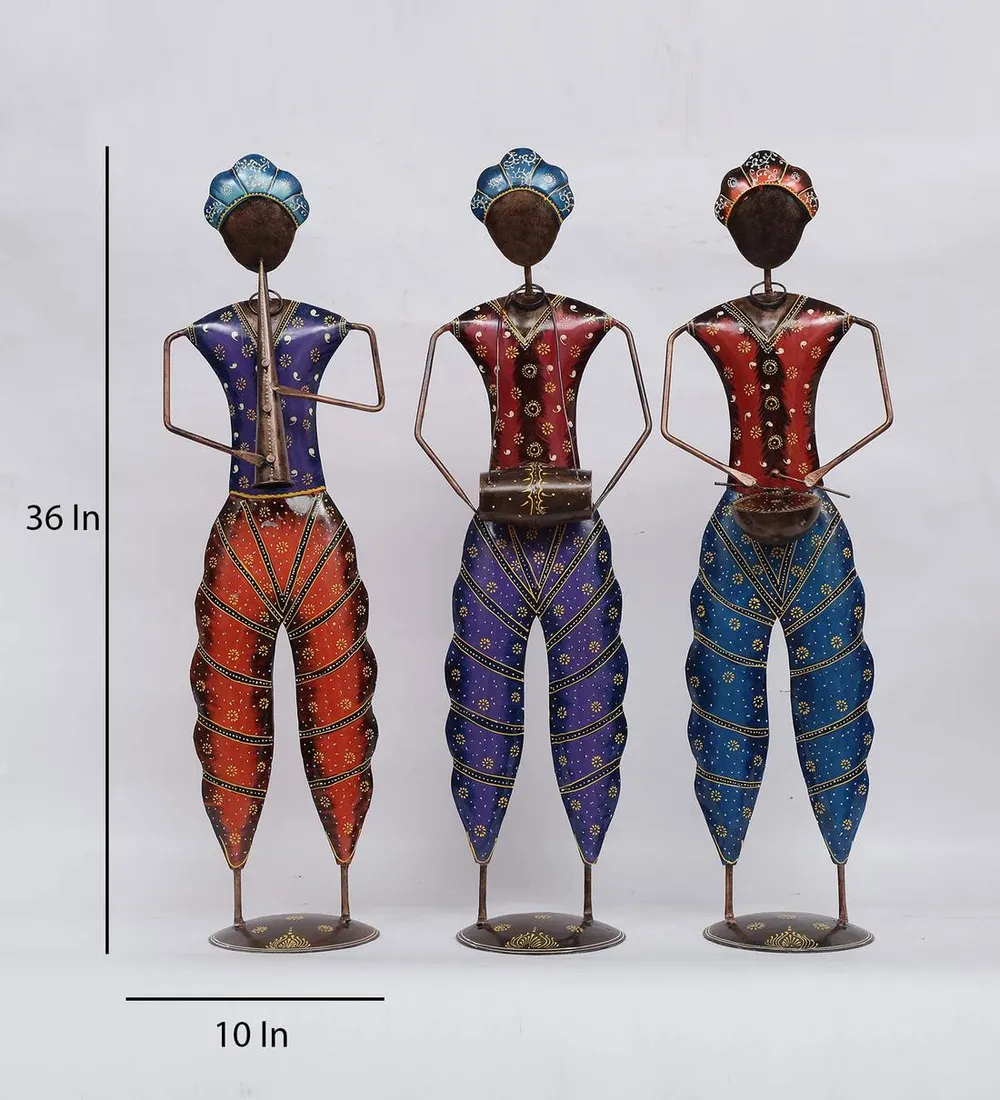 Antique Musicians Big Human Figurines Set / Showpiece Set Of 3