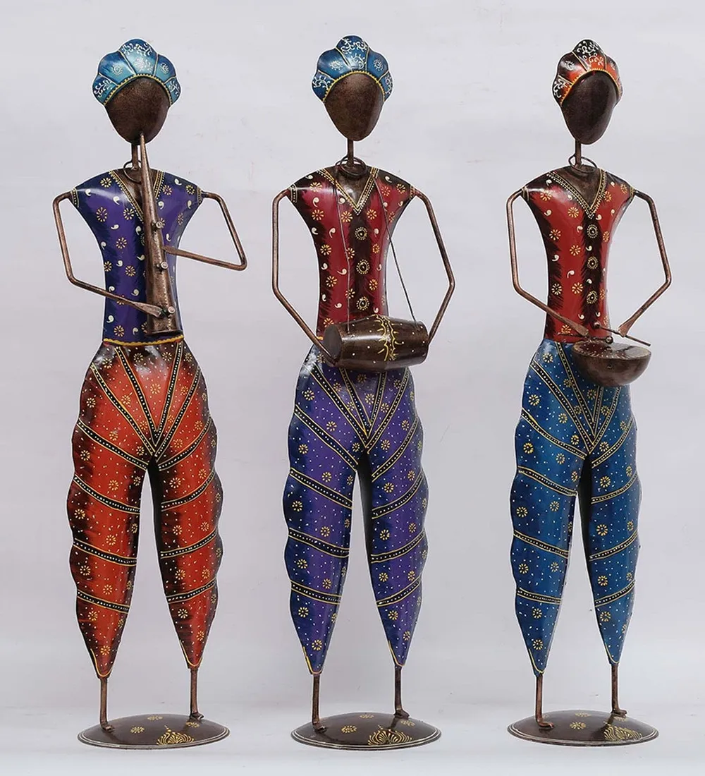 Antique Musicians Big Human Figurines Set / Showpiece Set Of 3