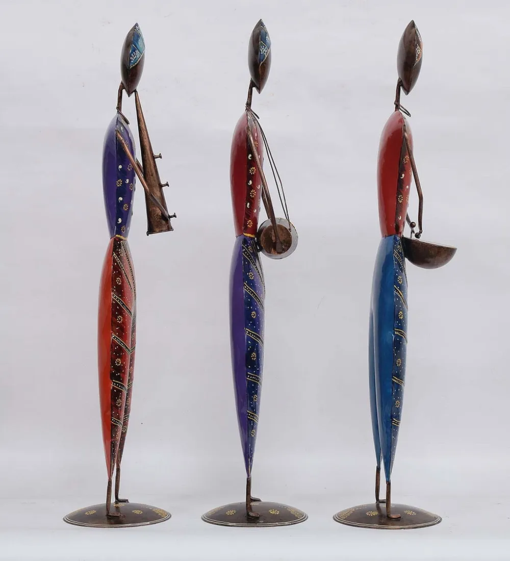 Antique Musicians Big Human Figurines Set / Showpiece Set Of 3