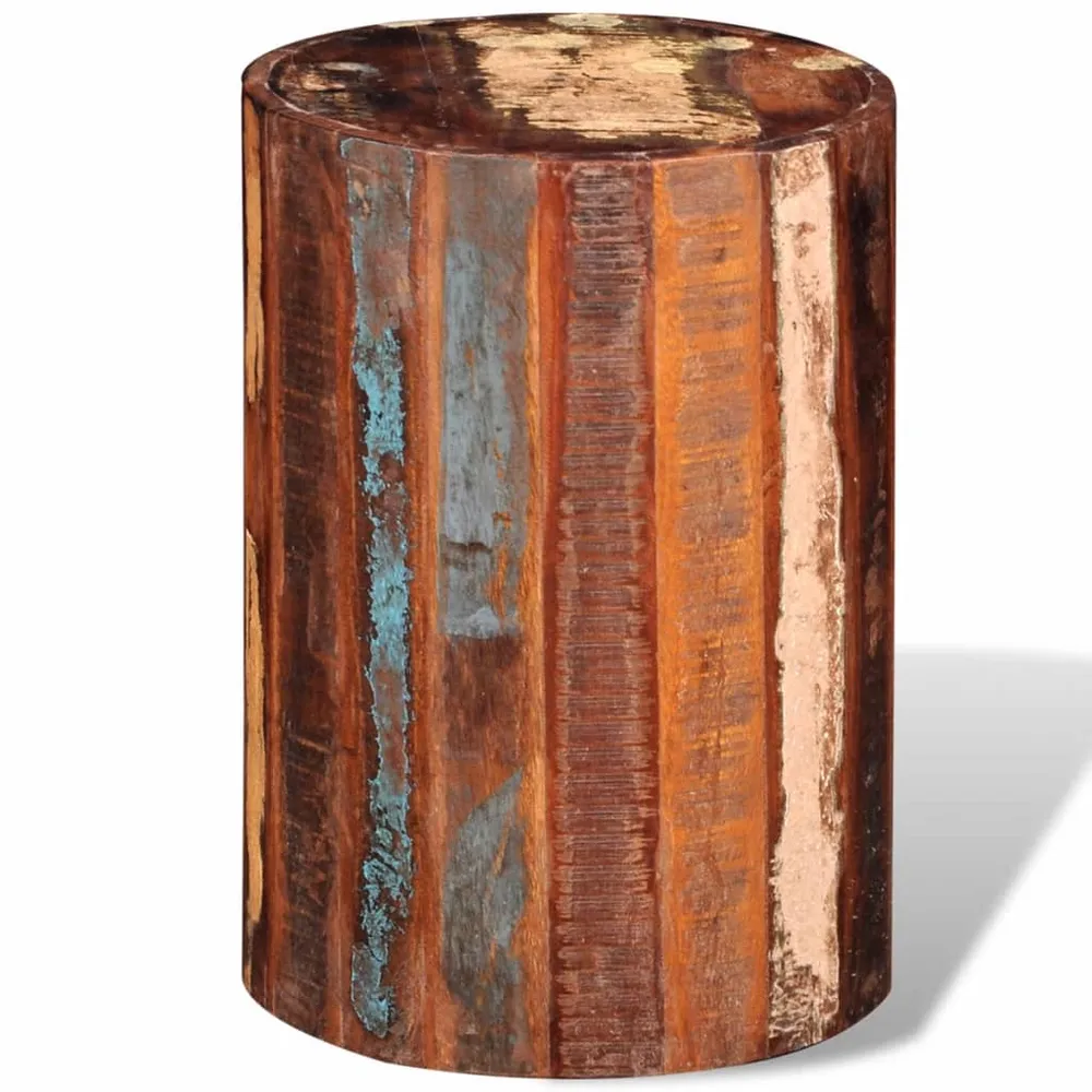 Antique Reclaim Wood Cylindrical Seating Stool
