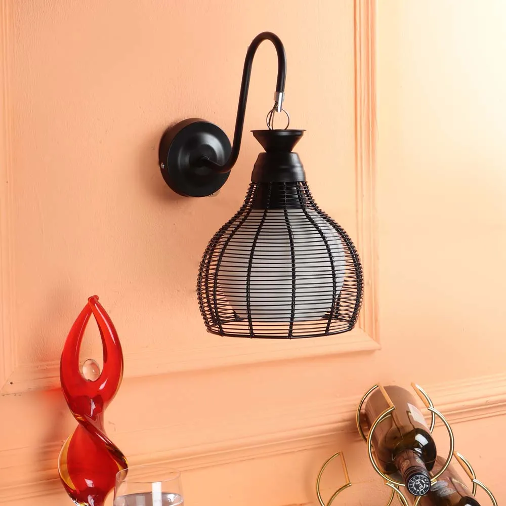 AntiqueCaged black metal Wall Light ( Bulb included)