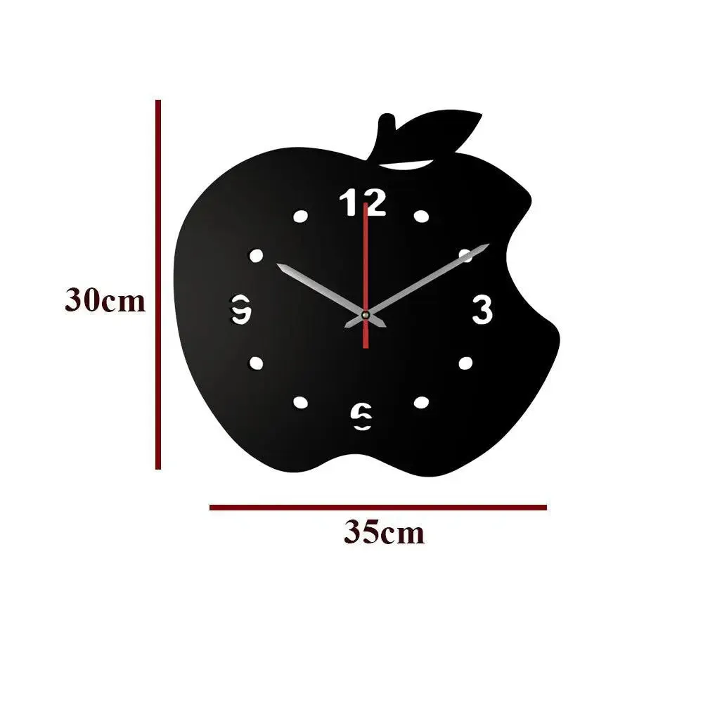 Apple Design in Black Color Wooden Wall Clock