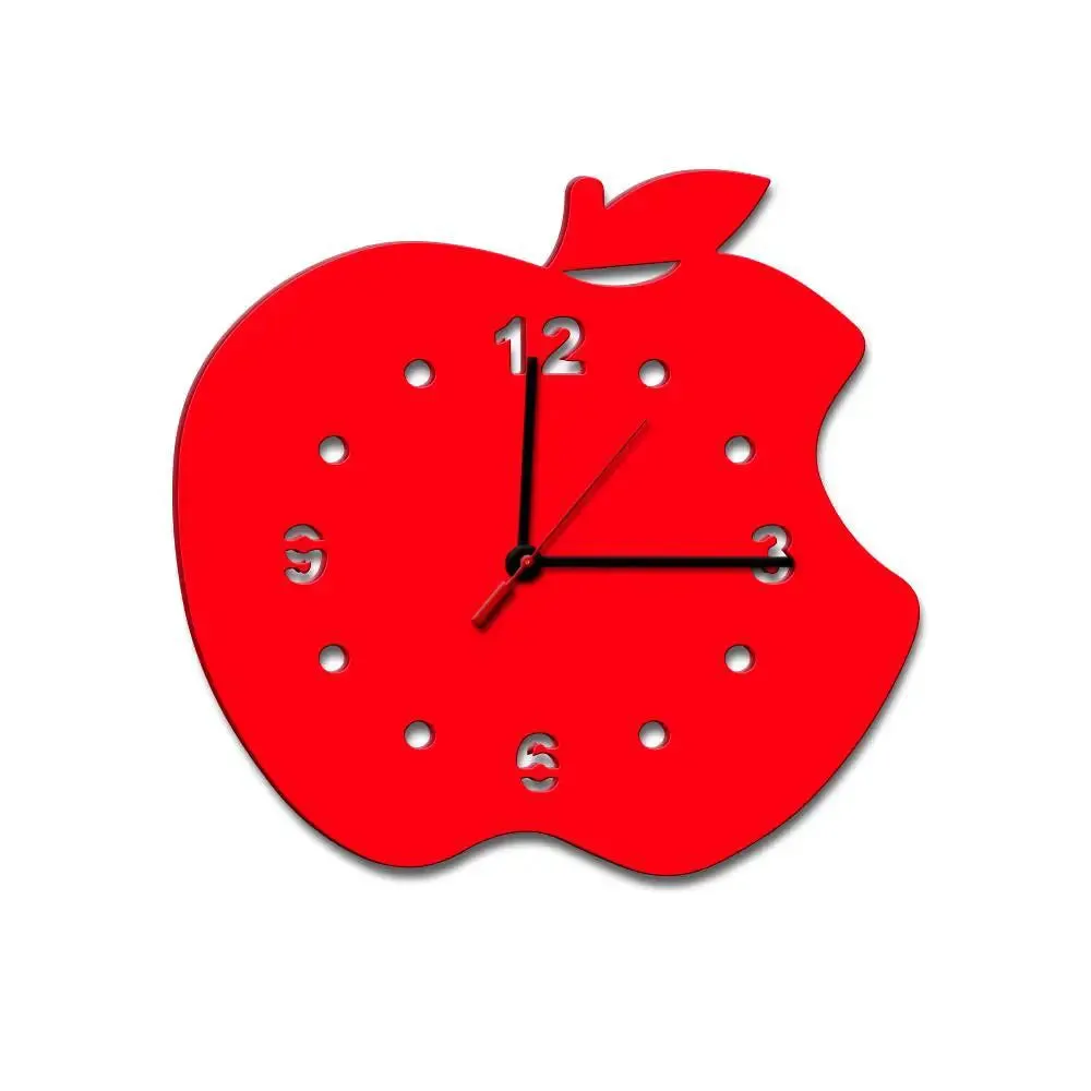 Apple Design in Red Color Wooden Wall Clock