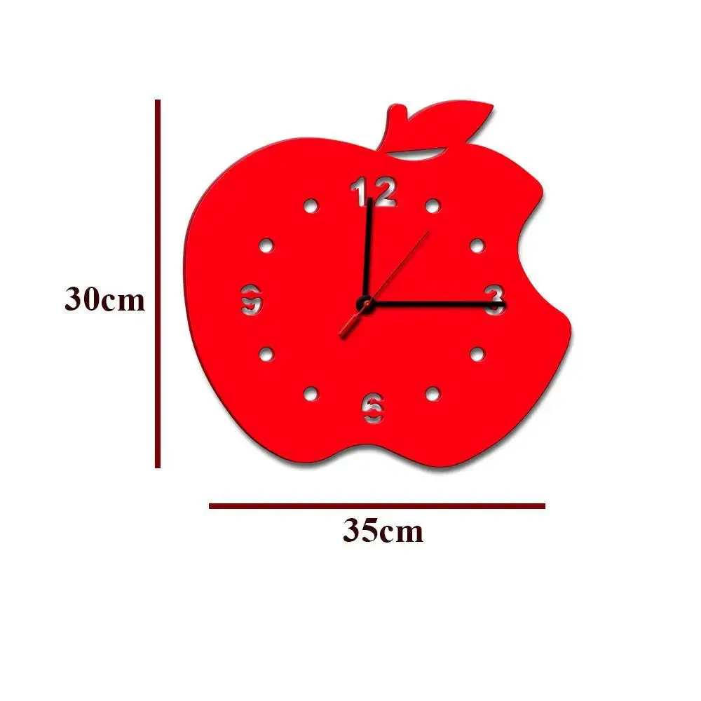 Apple Design in Red Color Wooden Wall Clock