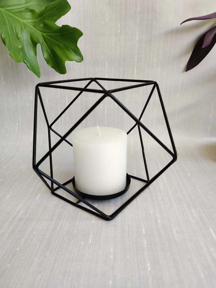 Arcade Pitch Black Artistic Candle Holder Single Piece