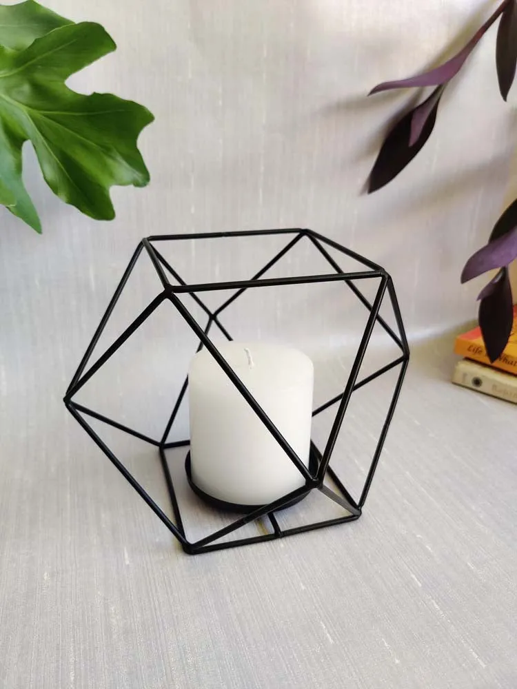 Arcade Pitch Black Artistic Candle Holder Single Piece