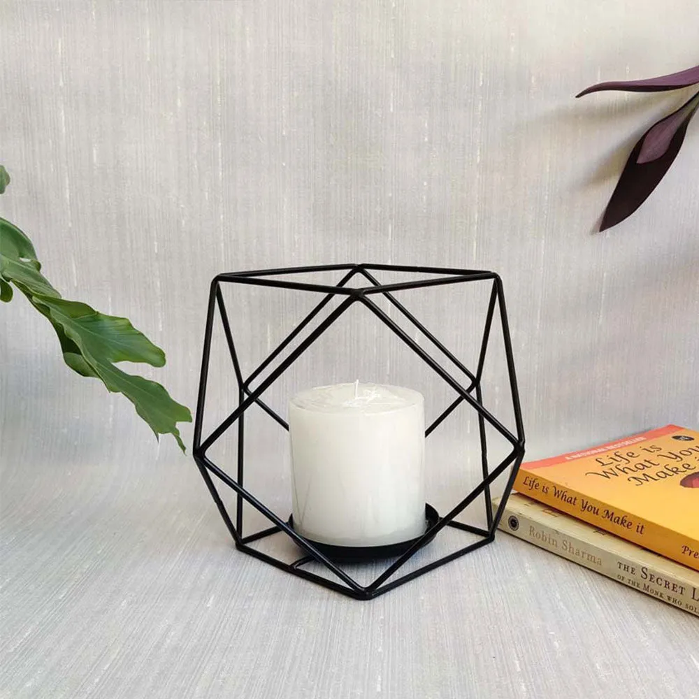 Arcade Pitch Black Artistic Candle Holder Single Piece