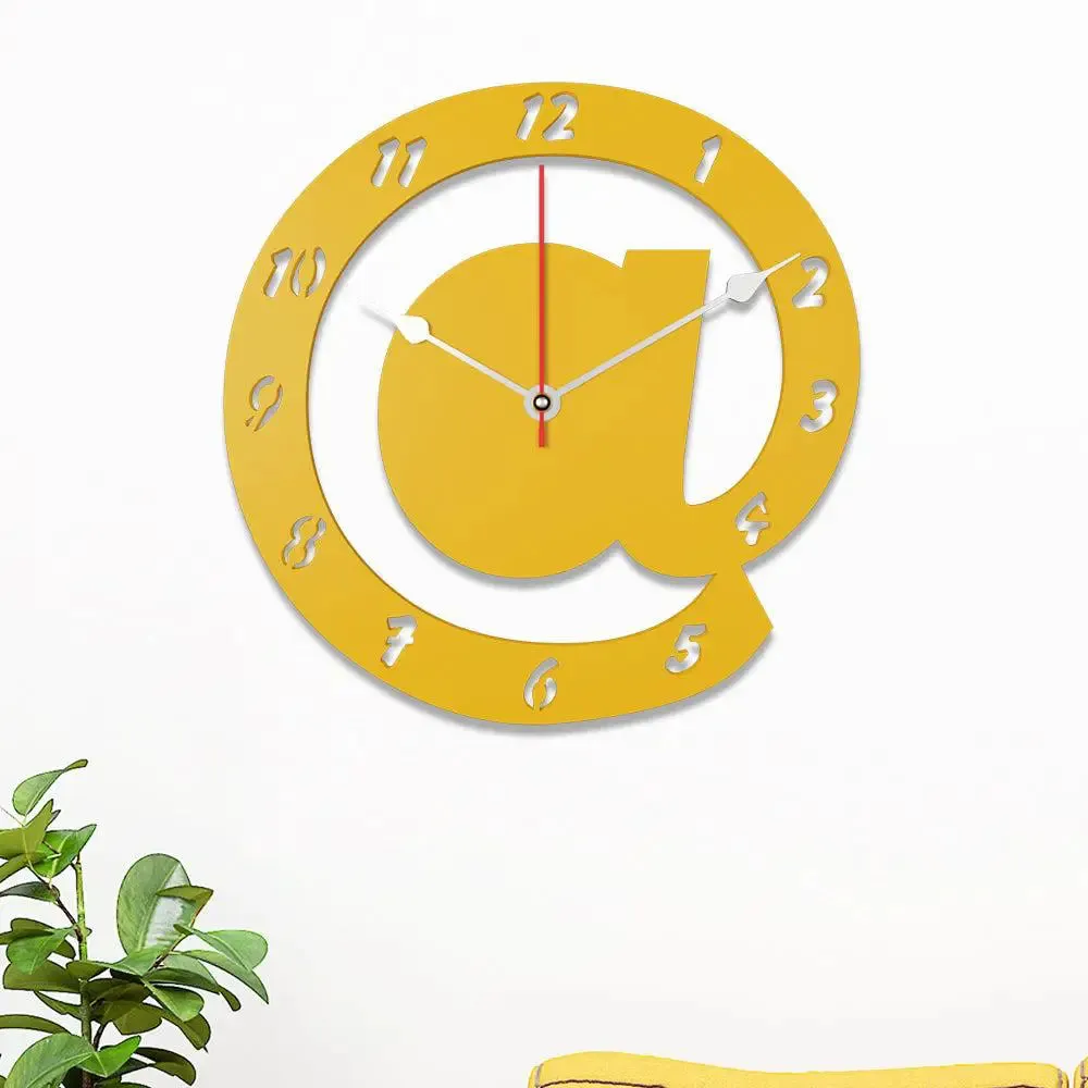 Arroba Logo in Yellow Color Wooden Wall Clock