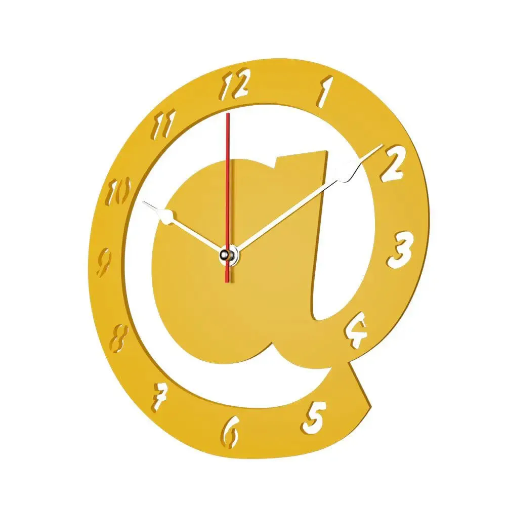 Arroba Logo in Yellow Color Wooden Wall Clock