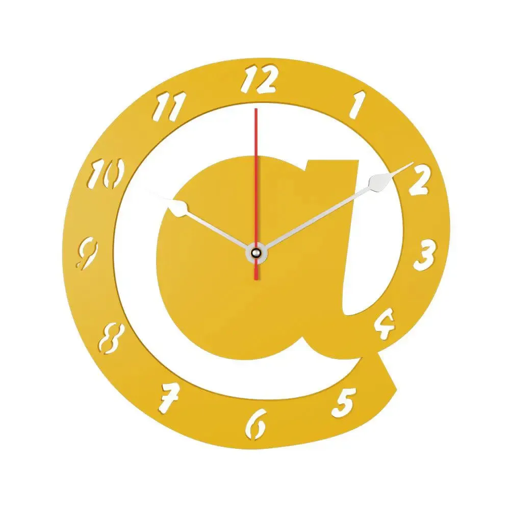 Arroba Logo in Yellow Color Wooden Wall Clock