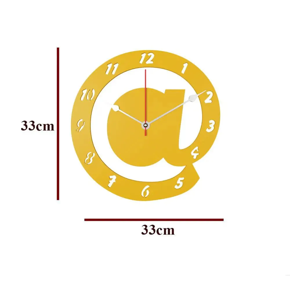 Arroba Logo in Yellow Color Wooden Wall Clock