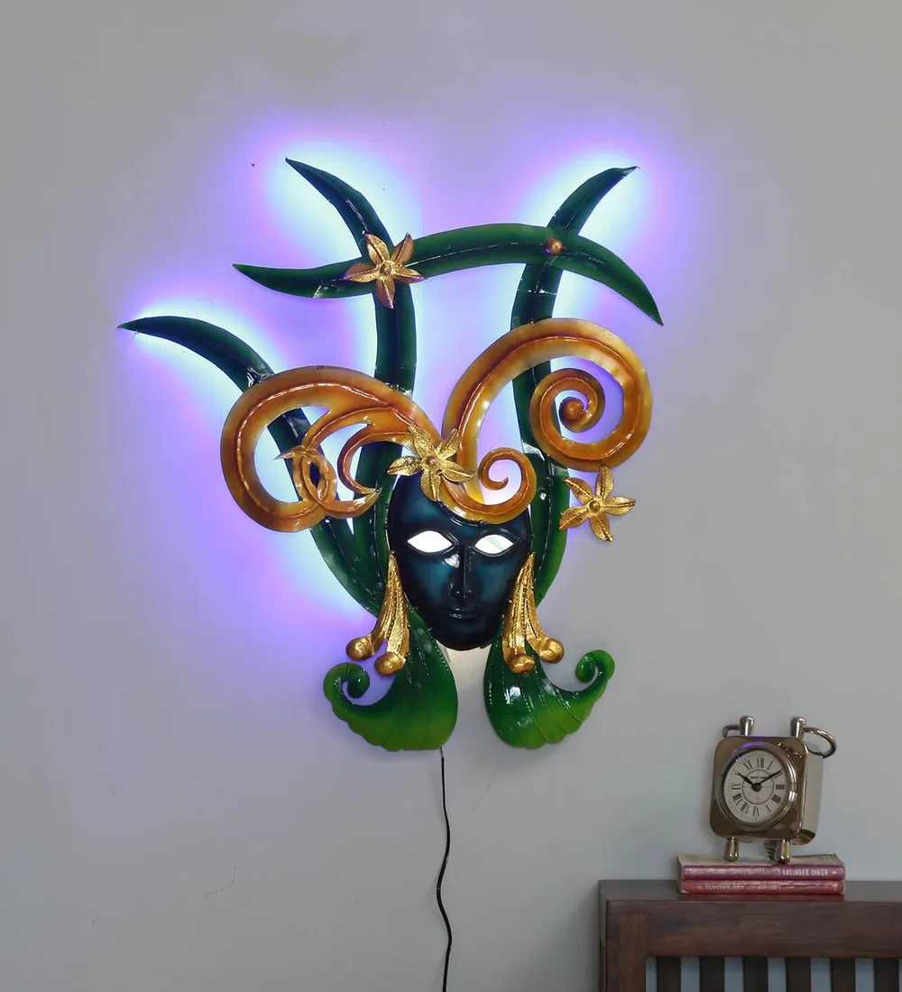 Artful Woman Masquerade LED Metal Wall Art