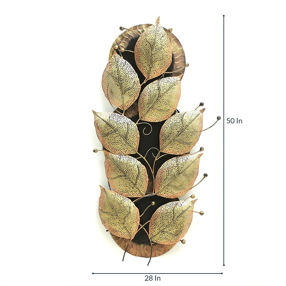 Artistic Array Of Leaves Metal Wall Art With LED