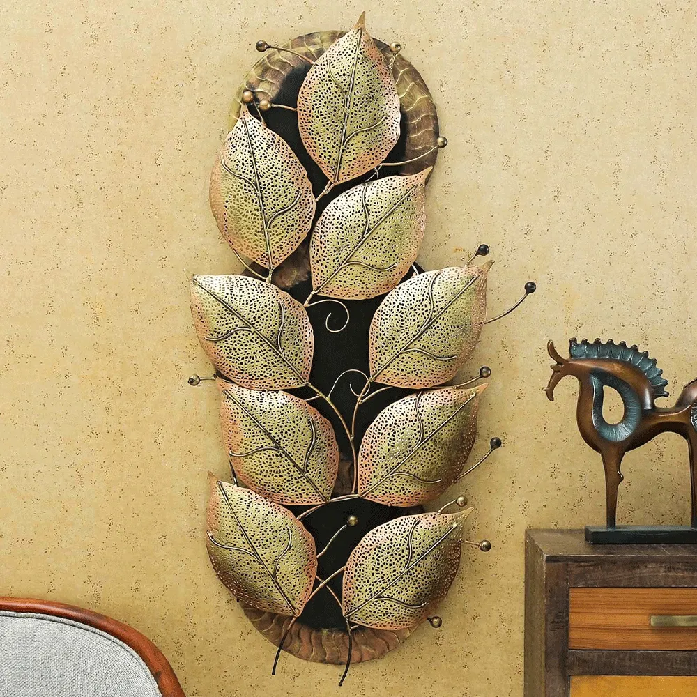 Artistic Array Of Leaves Metal Wall Art With LED