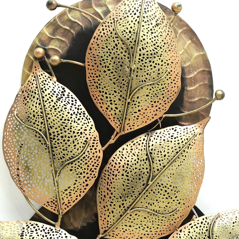 Artistic Array Of Leaves Metal Wall Art With LED