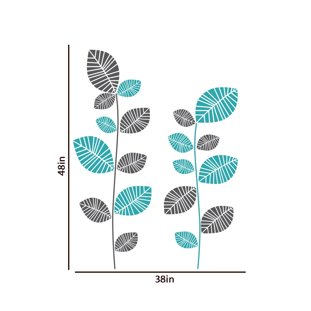 Artistic Green & Black Leaves Wall Sticker