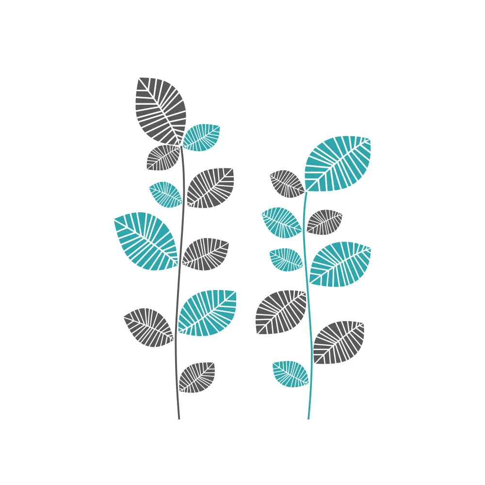 Artistic Green & Black Leaves Wall Sticker