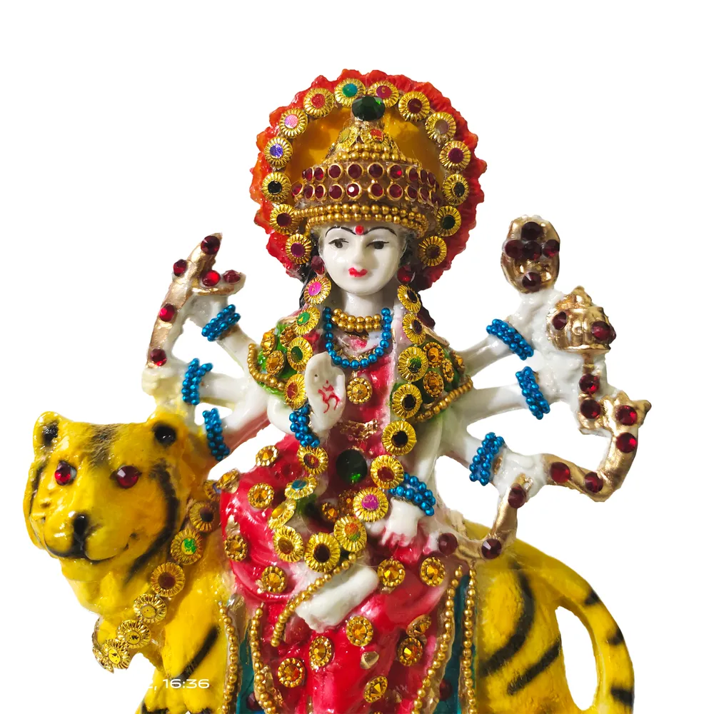 Artsy Shera Wali Mata God Idol for Home (Multicoloured)