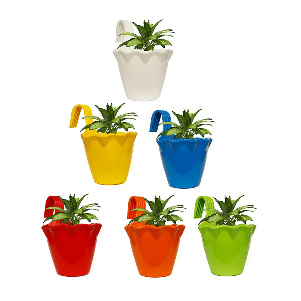 Assorted Colors Easy Blossom Hook Hanging Planter Pots Set Of 6