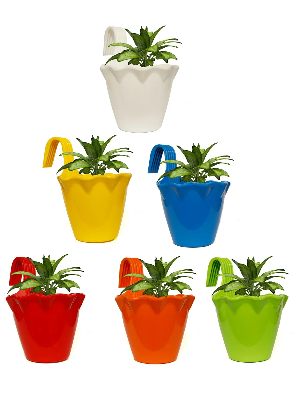 Assorted Colors Easy Blossom Hook Hanging Planter Pots Set Of 6