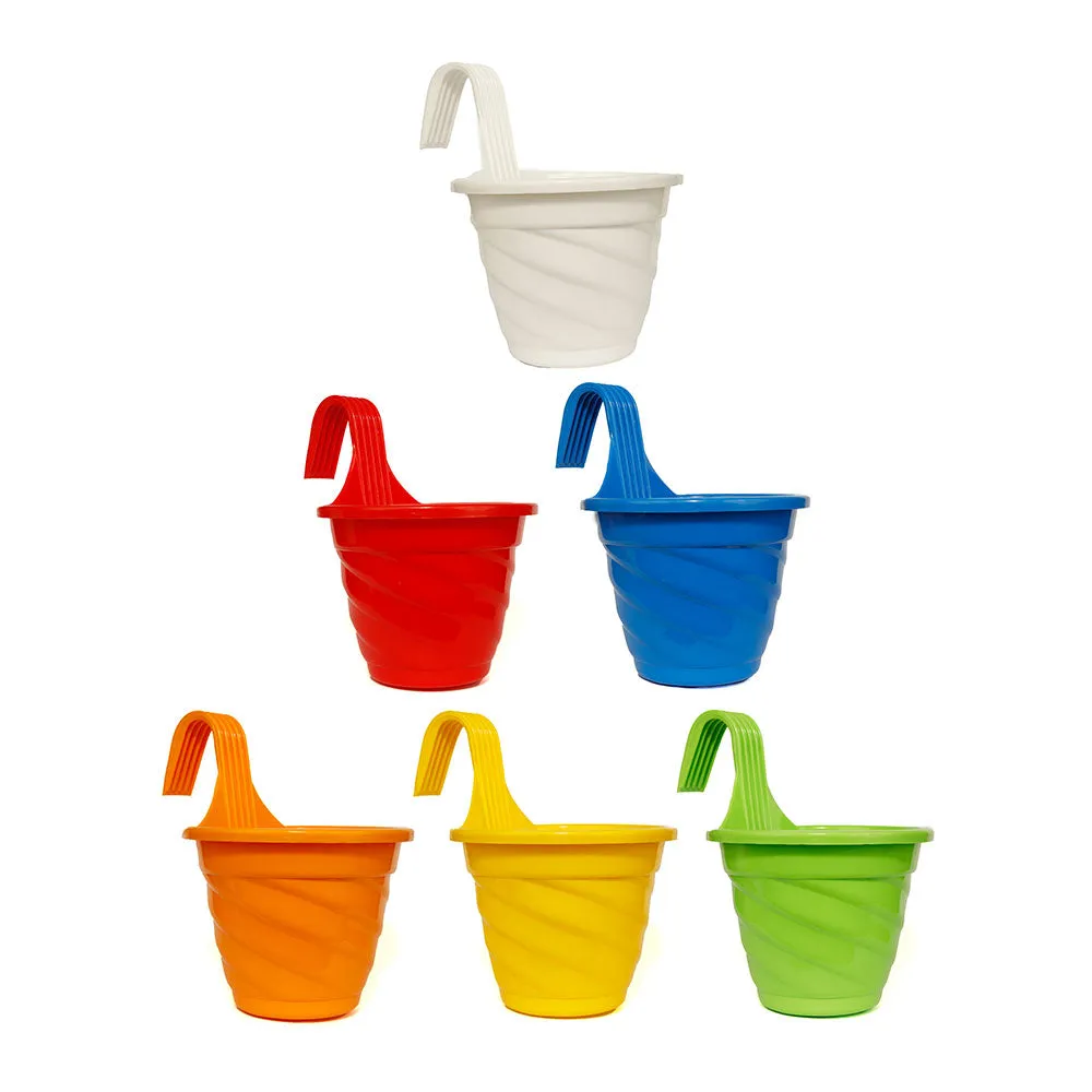 Assorted Colors Easy Single Hook Hanging Planter Pots Set Of 6