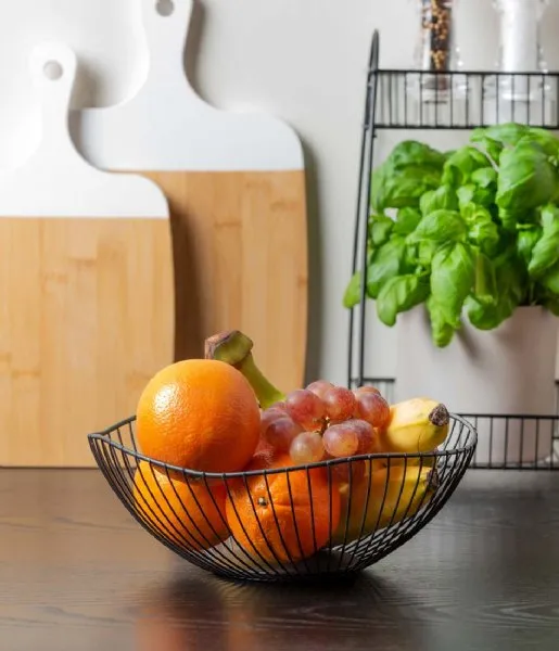 Assymetrical Circular Black Wired Metal Vegetable/Fruit Basket