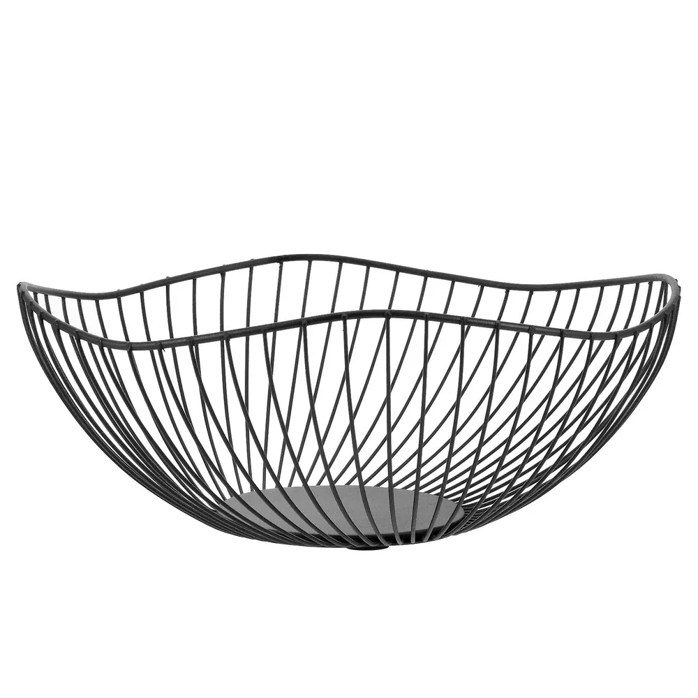 Assymetrical Circular Black Wired Metal Vegetable/Fruit Basket