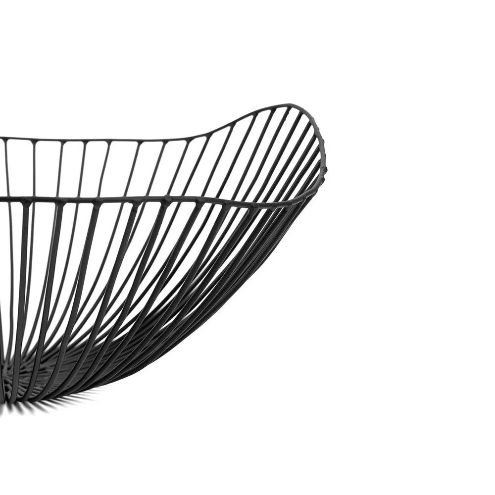 Assymetrical Circular Black Wired Metal Vegetable/Fruit Basket