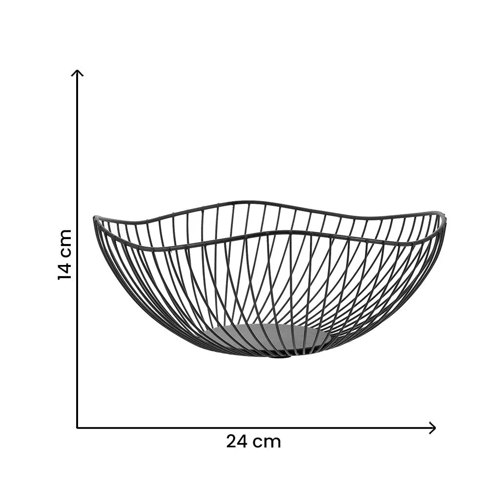 Assymetrical Circular Black Wired Metal Vegetable/Fruit Basket