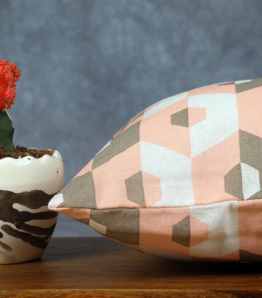 Astible Venus Pink Print Hexagon Cushion Cover