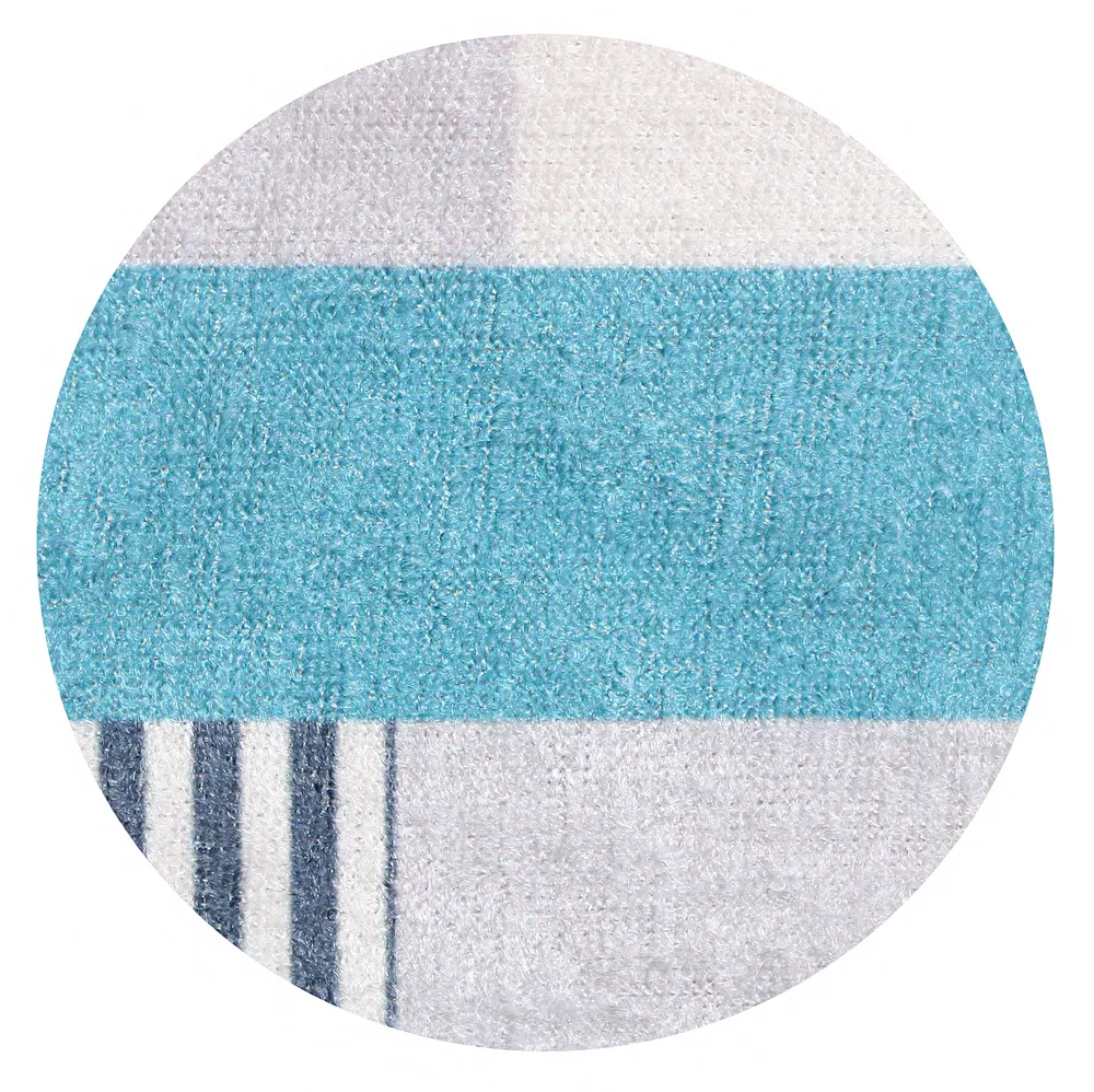 Asymmetric Blue & White Patterned Soft Velvet Table Runner