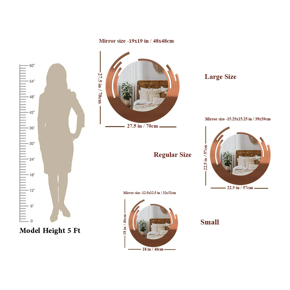 Asymmetric Designer Copper Finish Wall Mirror Small ( 46CM X 46CM )