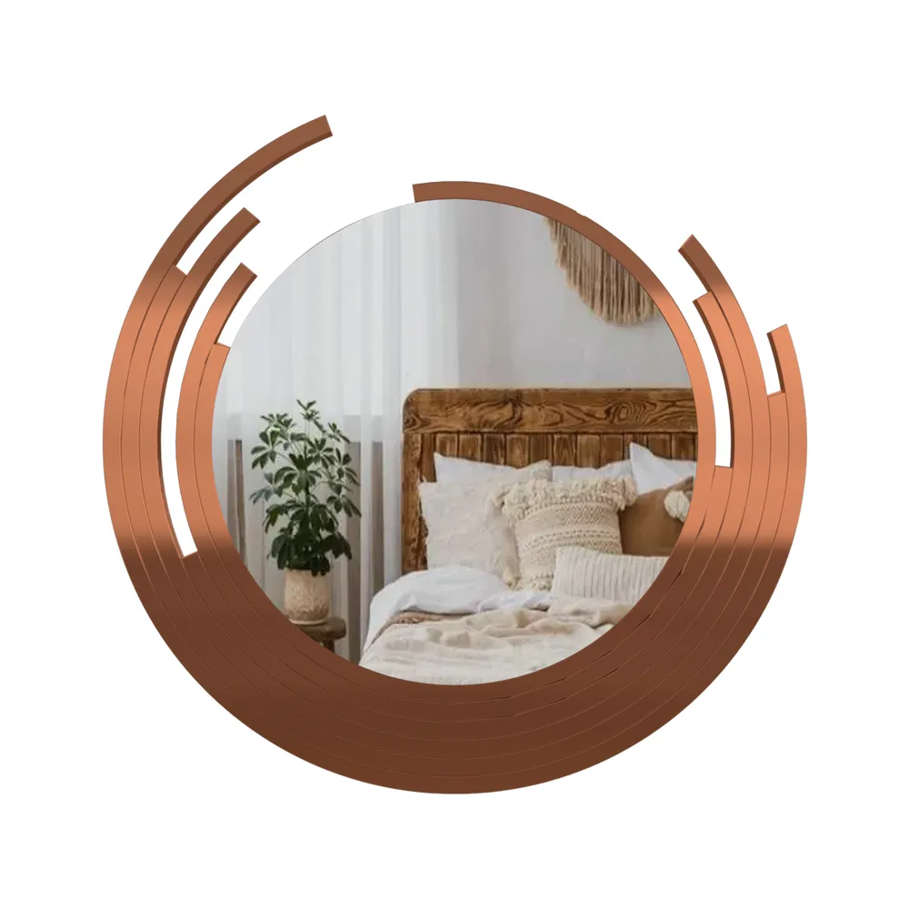 Asymmetric Designer Copper Finish Wall Mirror Small ( 46CM X 46CM )
