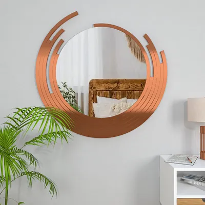 Asymmetric Designer Copper Finish Wall Mirror