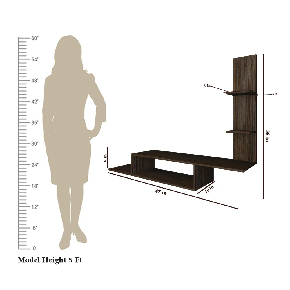 Asymmetrical Designer African Oak Walnut Tv Unit