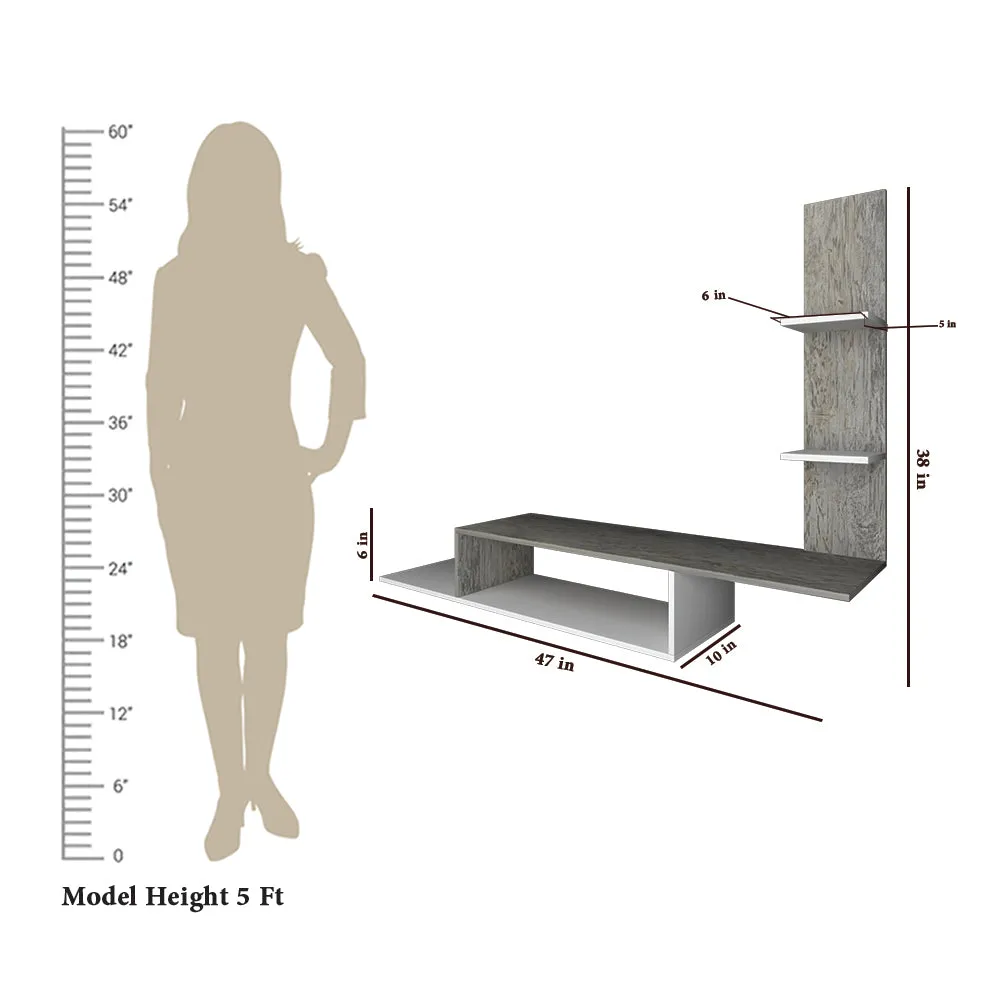 Asymmetrical Designer Grey Dyed Oak Wooden Tv Unit