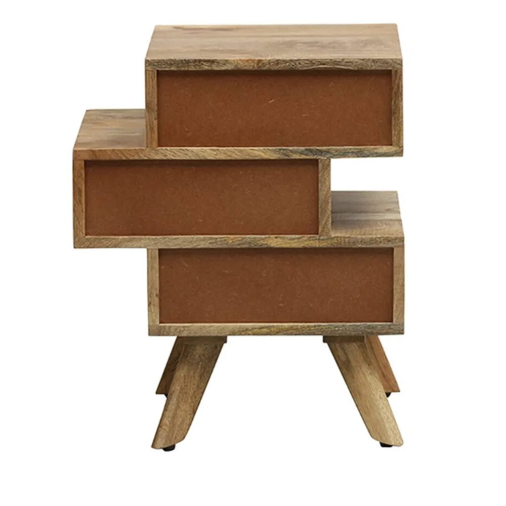 Asymmetrical Designer Tri Colour Mango Wood Bedside Chest Of Drawers